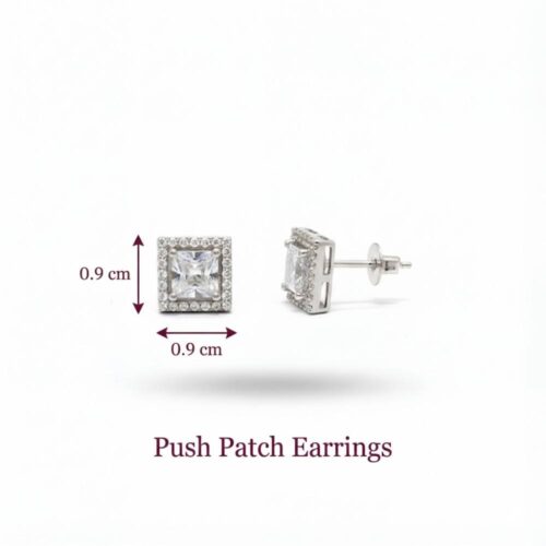 Silver solitaire square push back earrings from silver solitaire square mangalsutra set
