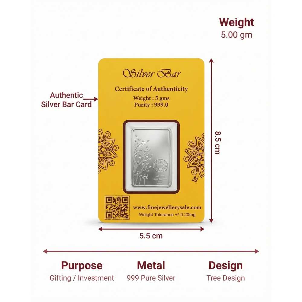 LG0038 999 silver bar 5gm with packing showing weight, size and purity, authentic 999 pure silver bars for investment