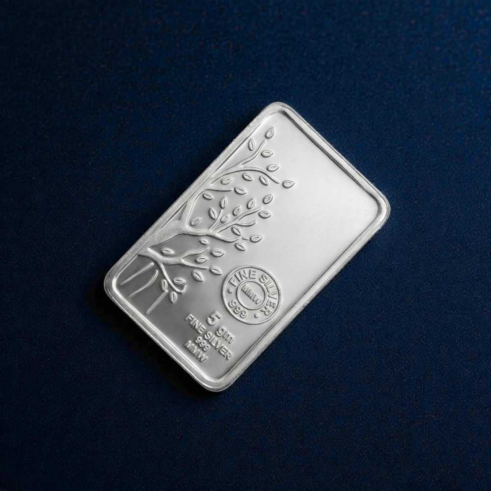LG0040 999 silver bar 5gm fine silver bar with tree design, high quality 999 pure silver bars for safe investment