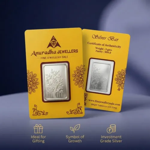 999 silver bar 5gm with packing, investment grade silver bars ideal for gifting and wealth growth