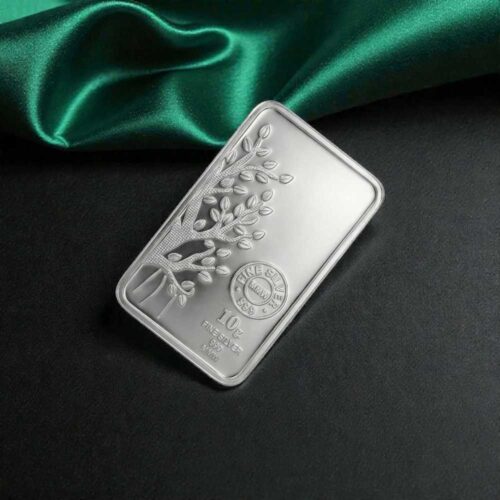 999 Silver Bar 10gm made from 999 purity silver with tree embossed design, high quality silver bars for investment