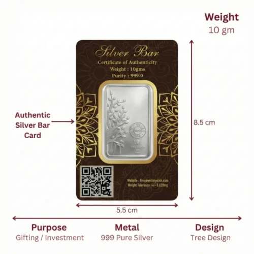 999 Silver Bar 10gm with authentic packing and certificate, 999 purity silver bars suitable for gifting and savings