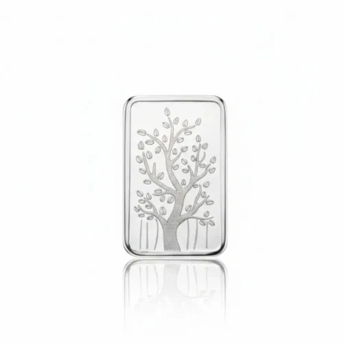 10gm silver bar 999 pure silver with elegant tree design, fine finish silver bar ideal for investment and gifting