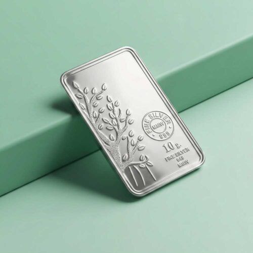 10gm silver bar 999 pure silver shown on premium background, investment grade silver bar reflecting silver bar price