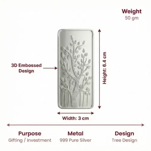50 gram silver bar size and dimensions image, 999 pure silver bar for long term investment