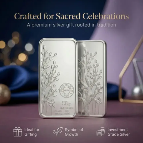 50 gram silver bar 999 pure silver set for gifting, investment grade silver bar with elegant finish