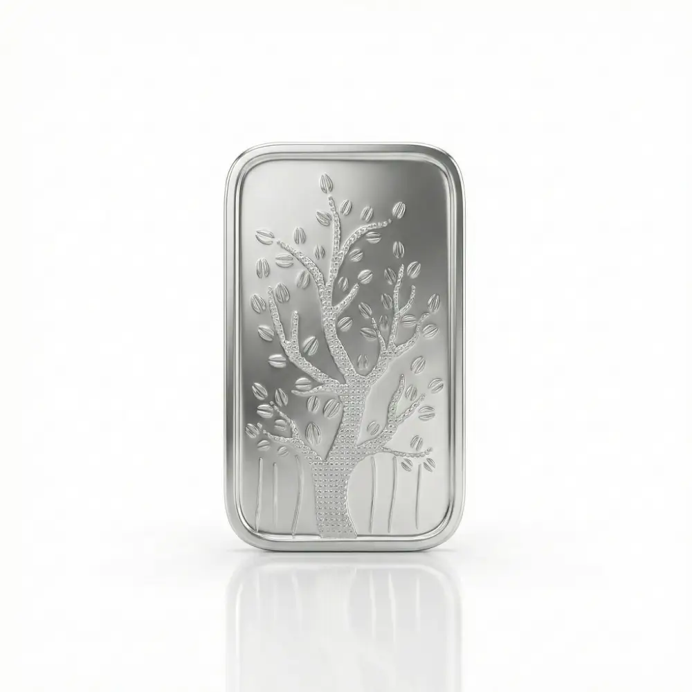 25 Gram Silver Bar 999 Pure Silver – Tree Design 25 gram silver bar 999 pure silver with embossed tree design for investment and gifting