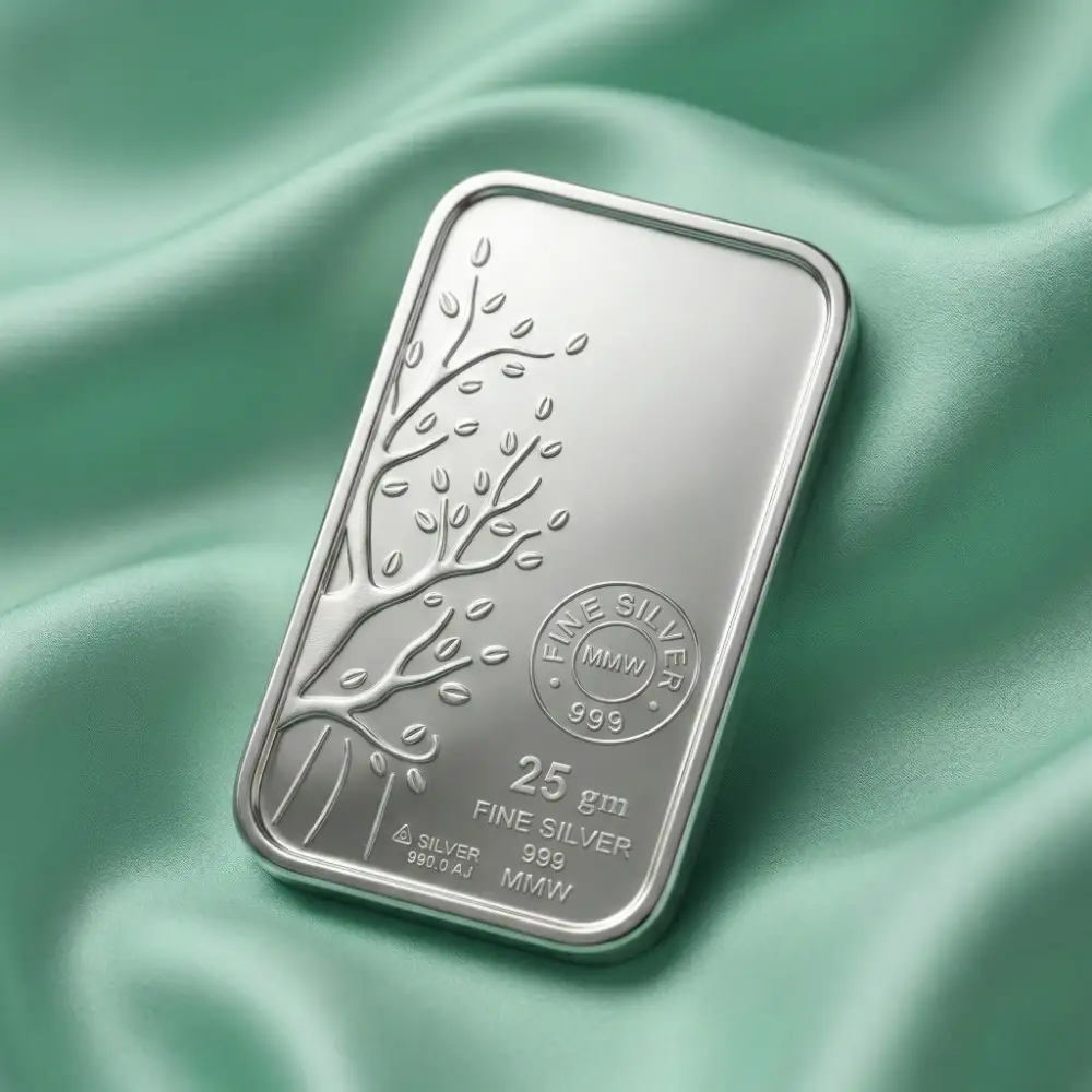 25 Gram Silver Bar 999 Pure Silver – Investment Grade Finish 25 gram silver bar 999 pure silver showing fine silver marking and premium finish