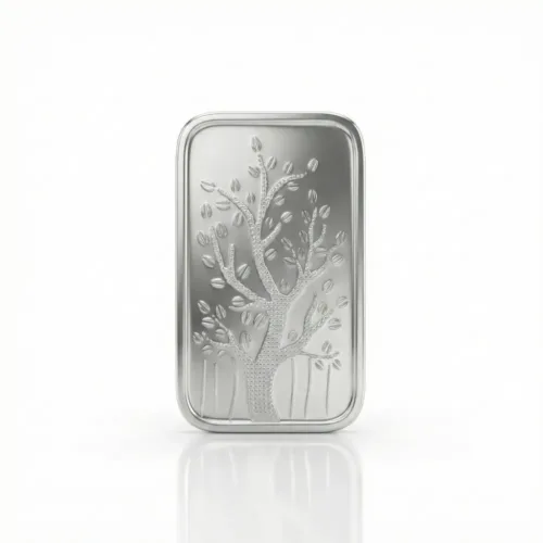 20 gram silver bar made from 999 pure silver with elegant tree embossed design