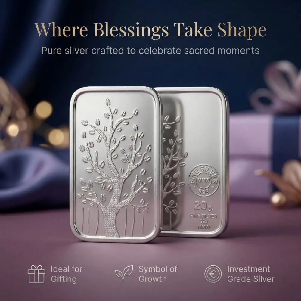 20 Gram Silver Bar β Ideal for Gifting & Investment 20 gram silver bar in 999 pure silver ideal for gifting and long term investment