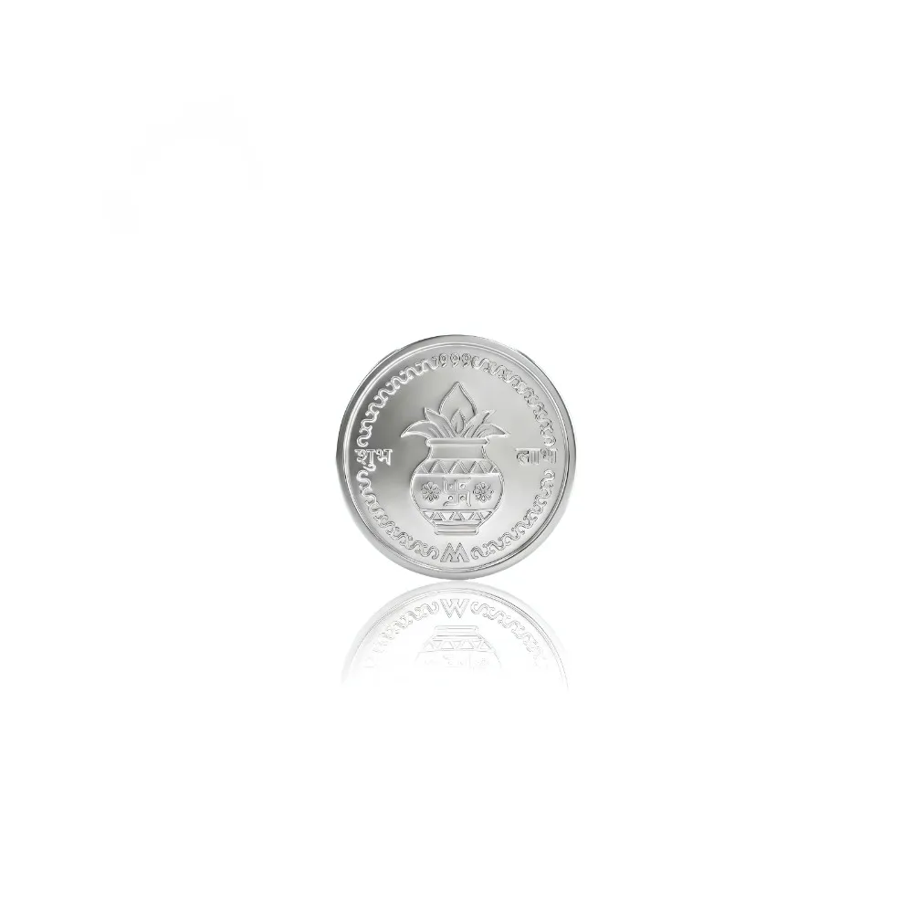 LG0082 1 gram silver coin 999 purity with traditional swastik design on white background