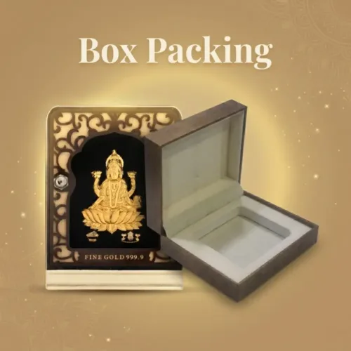 Premium brown gift box packaging of the 24k gold foil lakshmi frame perfect for Diwali and corporate gifting
