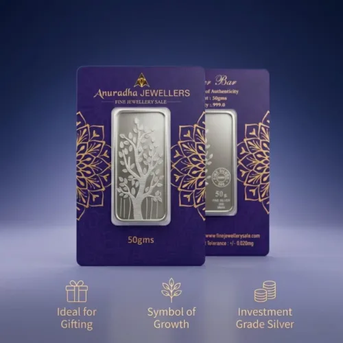Investment grade buy 999 pure silver bar 50 gram presented as an ideal gift and symbol of continuous growth