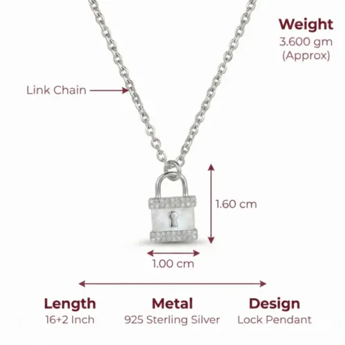 Exact size, weight, and chain length dimensions of the simple silver necklace daily wear