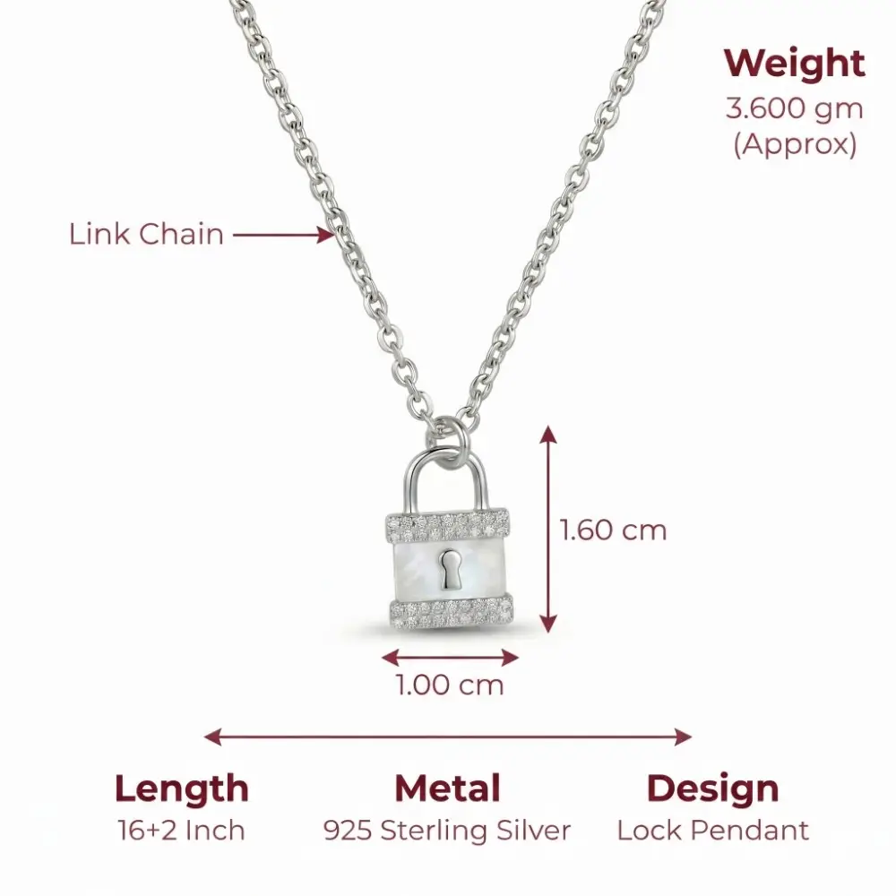 Silver Padlock Necklace Dimensions Exact size, weight, and chain length dimensions of the simple silver necklace daily wear