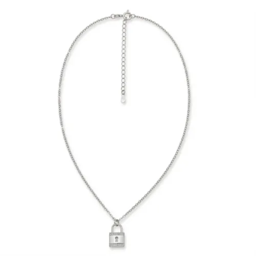Full top view showing the secure clasp and adjustable link chain of the Lock Necklace for Women