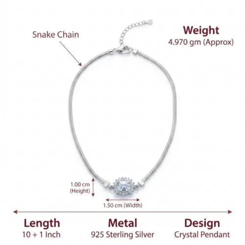 Exact size dimensions weight and design specifications of the smooth silver anklet with pendant