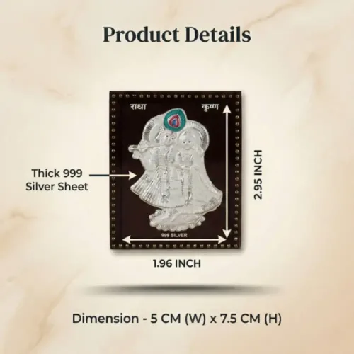 Close up details showing the thick 999 pure silver sheet used in the handcrafted Radha Krishna idol