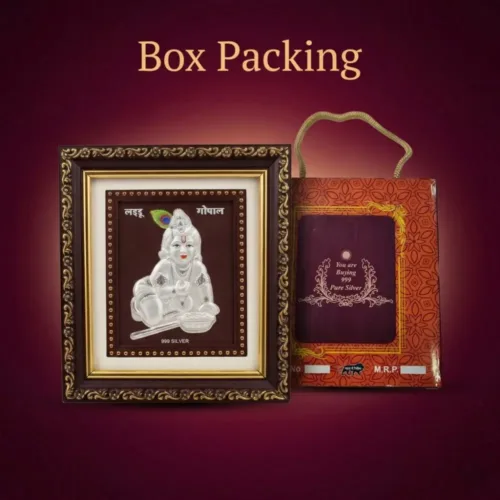 Premium box packaging of the pure silver laddu gopal gift for baby shower and auspicious occasions