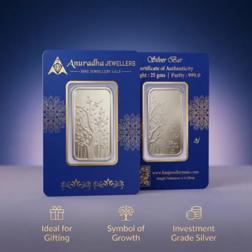 Complete premium packaging of the certified silver bar highlighting its benefits for gifting and long term investment