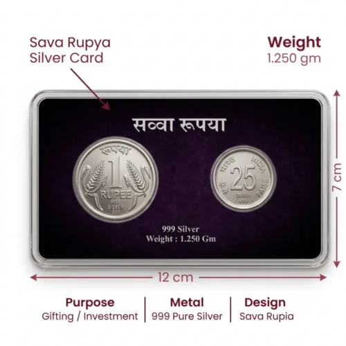 Dimensions of the premium 12 cm by 7 cm display card, making it an elegantly packaged and highly affordable silver coin gift under 600 for bulk gifting.