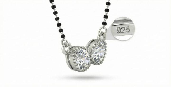925 silver mangalsutra showing hallmark purity and fine craftsmanship